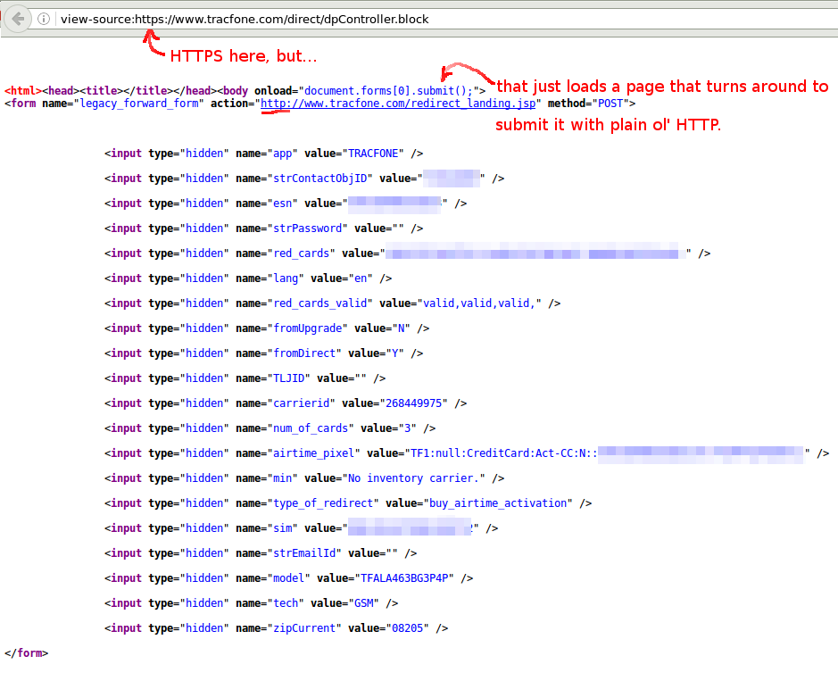 Insecure Tracfone transaction