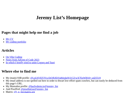 Screenshot of ~jeremylist