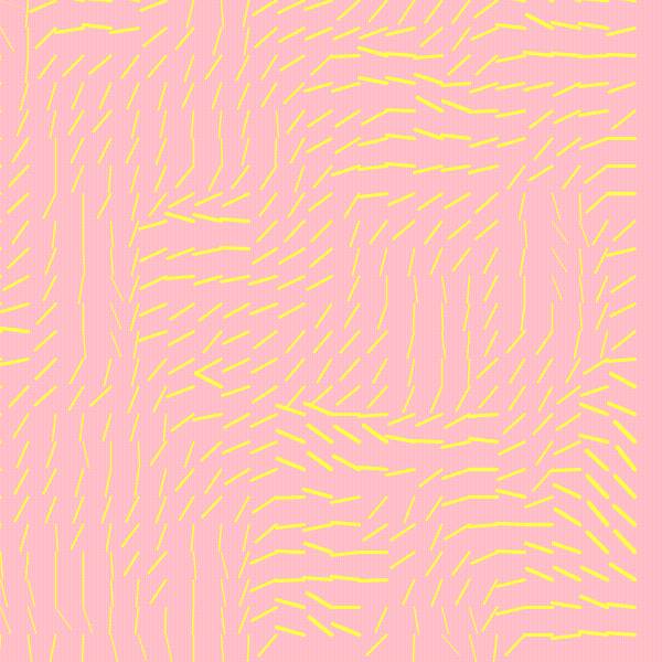 Short loop of yellow lines moving against a pink background.