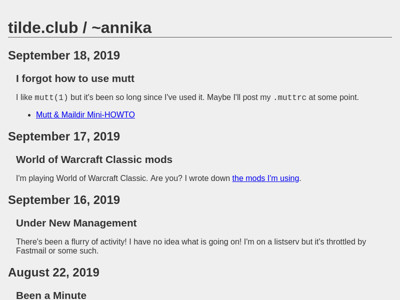 Screenshot of ~annika