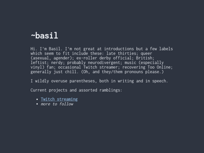 Screenshot of ~basil