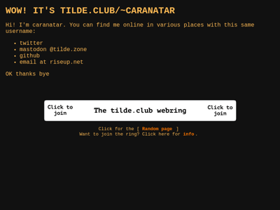 Screenshot of ~caranatar