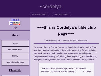 Screenshot of ~cordelya