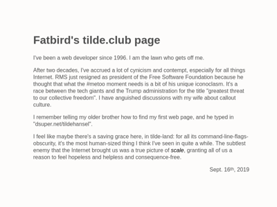 Screenshot of ~fatbird