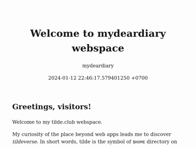 Screenshot of ~mydeardiary