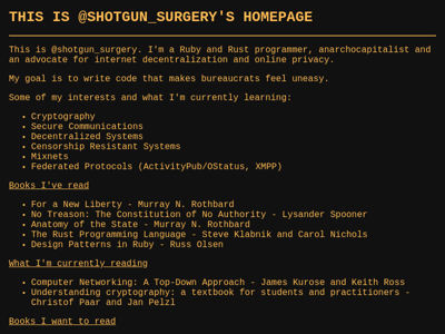 Screenshot of ~shotgunsurgery