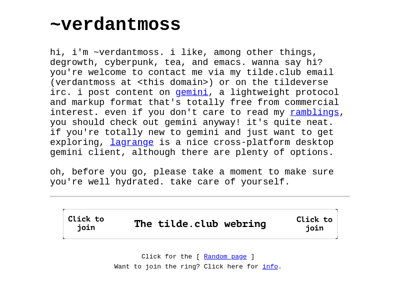 Screenshot of ~verdantmoss